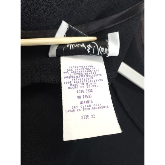 Jeffrey & Dara Dress Tie Back Sheer Short Sleeve Women 22 Black Modest Capsule - Picture 8 of 11